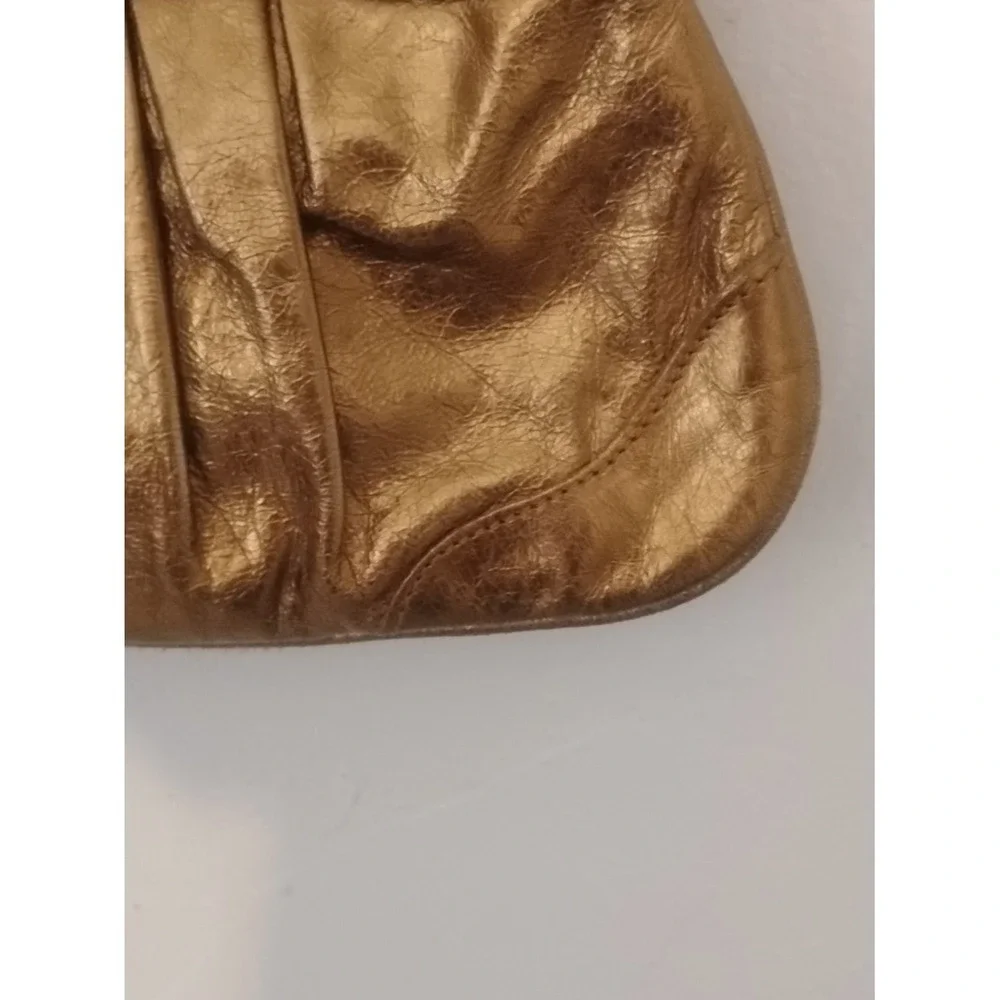 Caterina Lucchi Italy Leopard Calf Hair Metallic Gold Studded Chain Shoulder Bag
